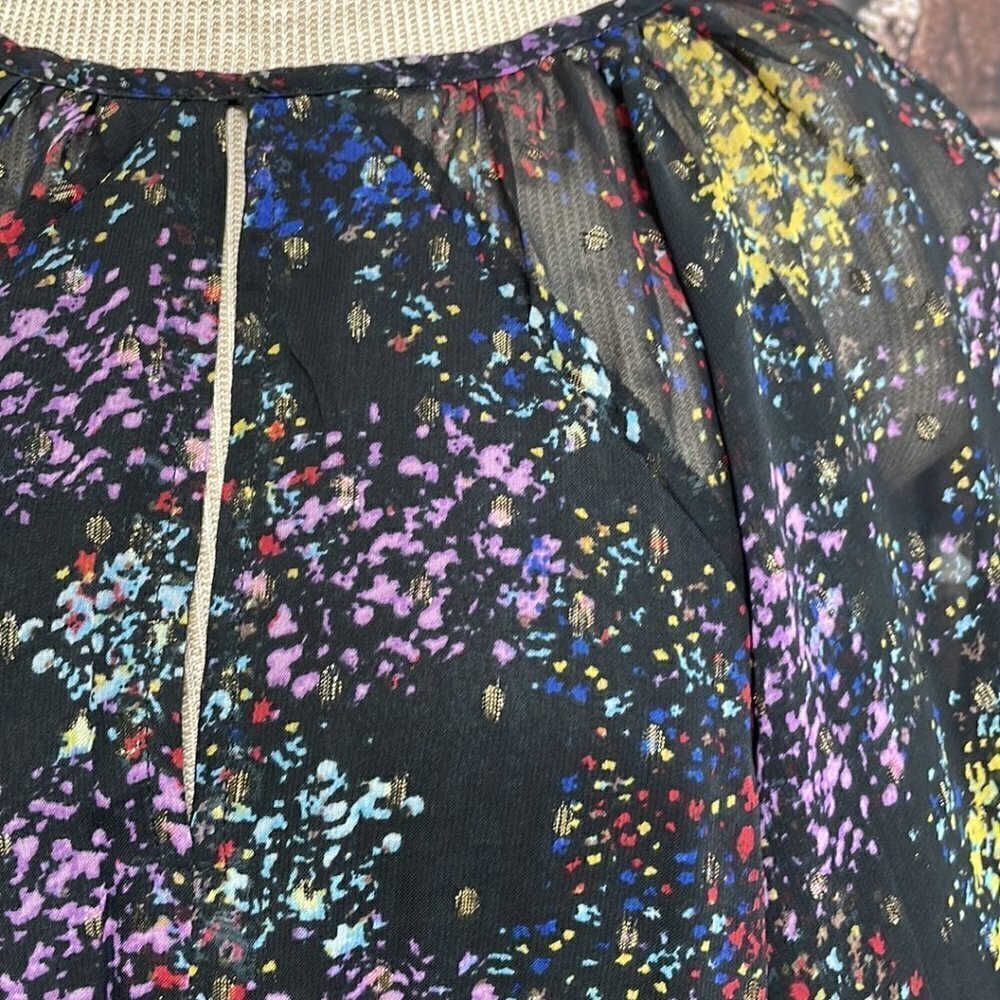 Free People Sheer Mini Dress Flowy Sleeves Shirred Black Size Medium Open Back - Picture 8 of 17